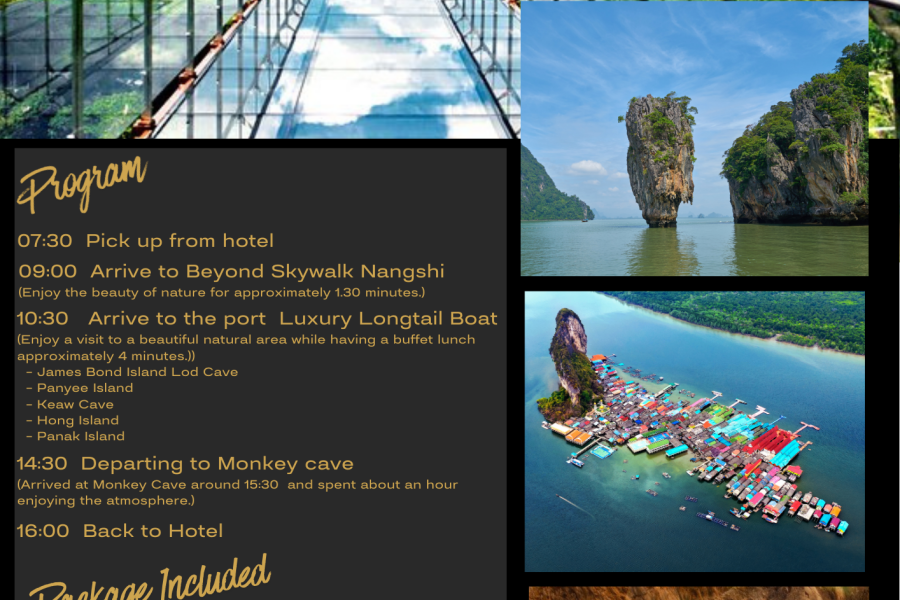One Day Tour ( Skywalk Nangshi – Private Luxury Longtail Boat – Monkey cave